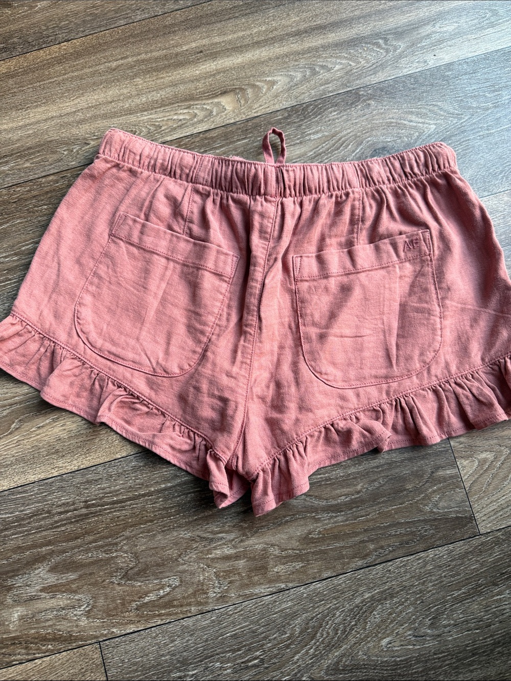 Women’s Ruffle Hem Drawstring Shorts - Dusty Rose - Picture 5 of 5